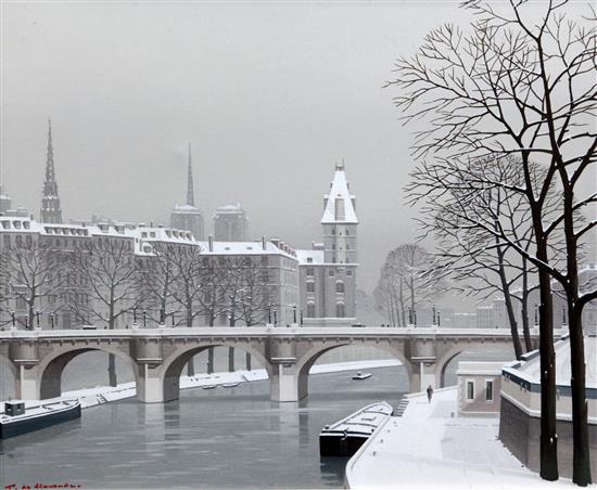 § Pierre de Clausades (1910-1976) Le Pont Neuf - Paris, 18 x 21.5in.